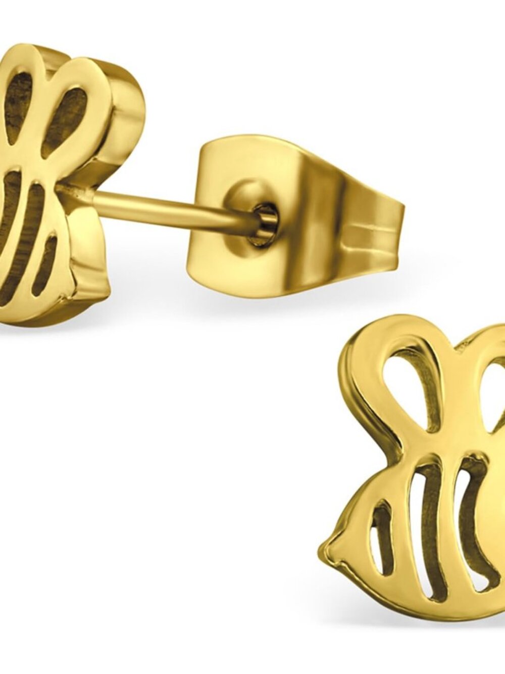 Stainless Steel Tiny Honey Bumble Bee Stud Post Earrings